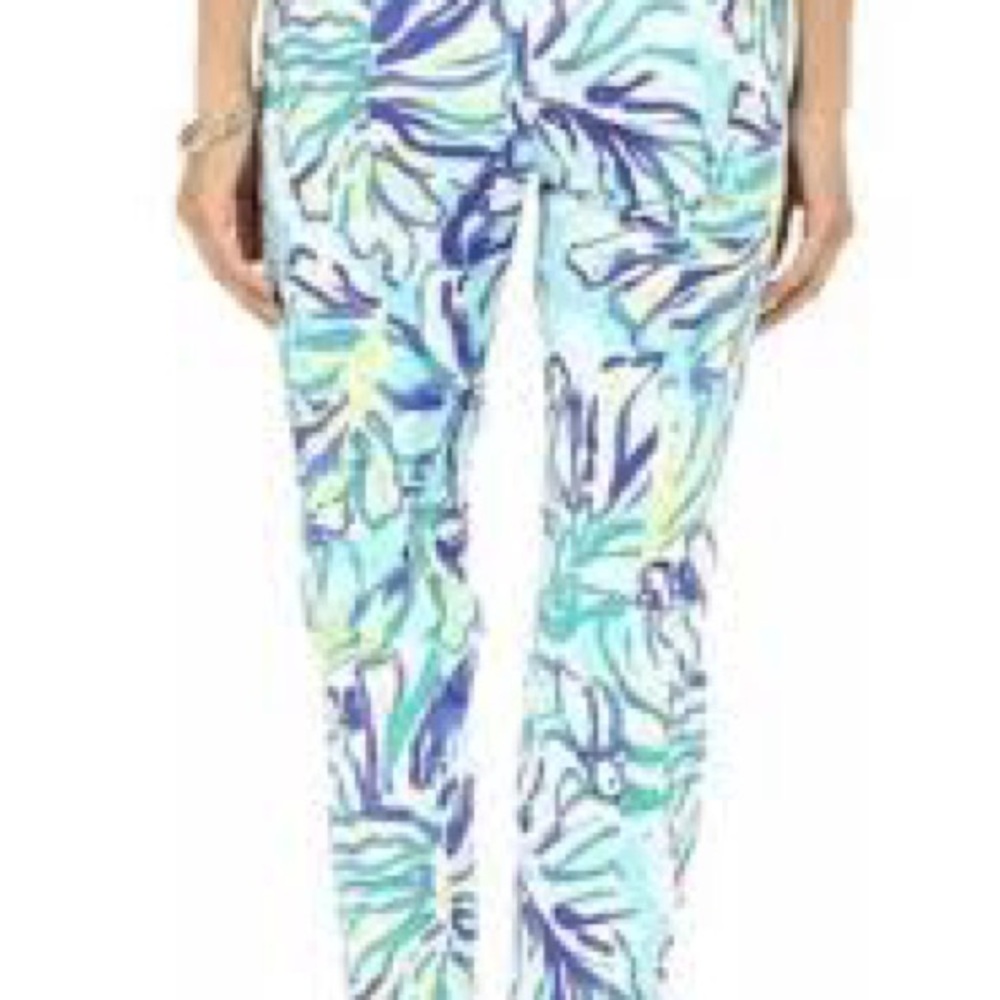 Lilly Pulitzer Kelly Vibrant Blue and Green Skinny Pants